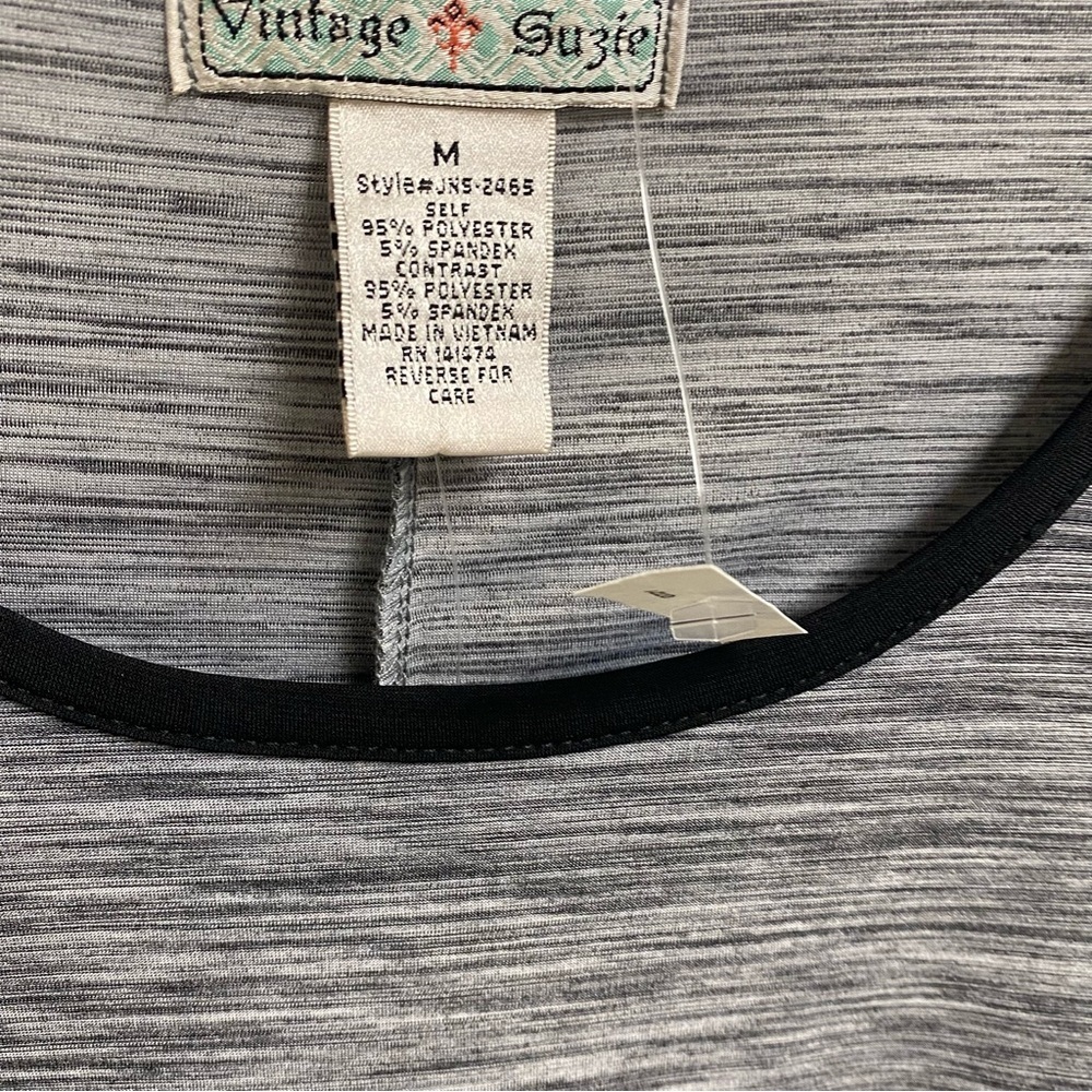Vintage Suzie Pull On Casual Ladies Top‎ Black Polyester Size Medium NWT - Picture 7 of 7